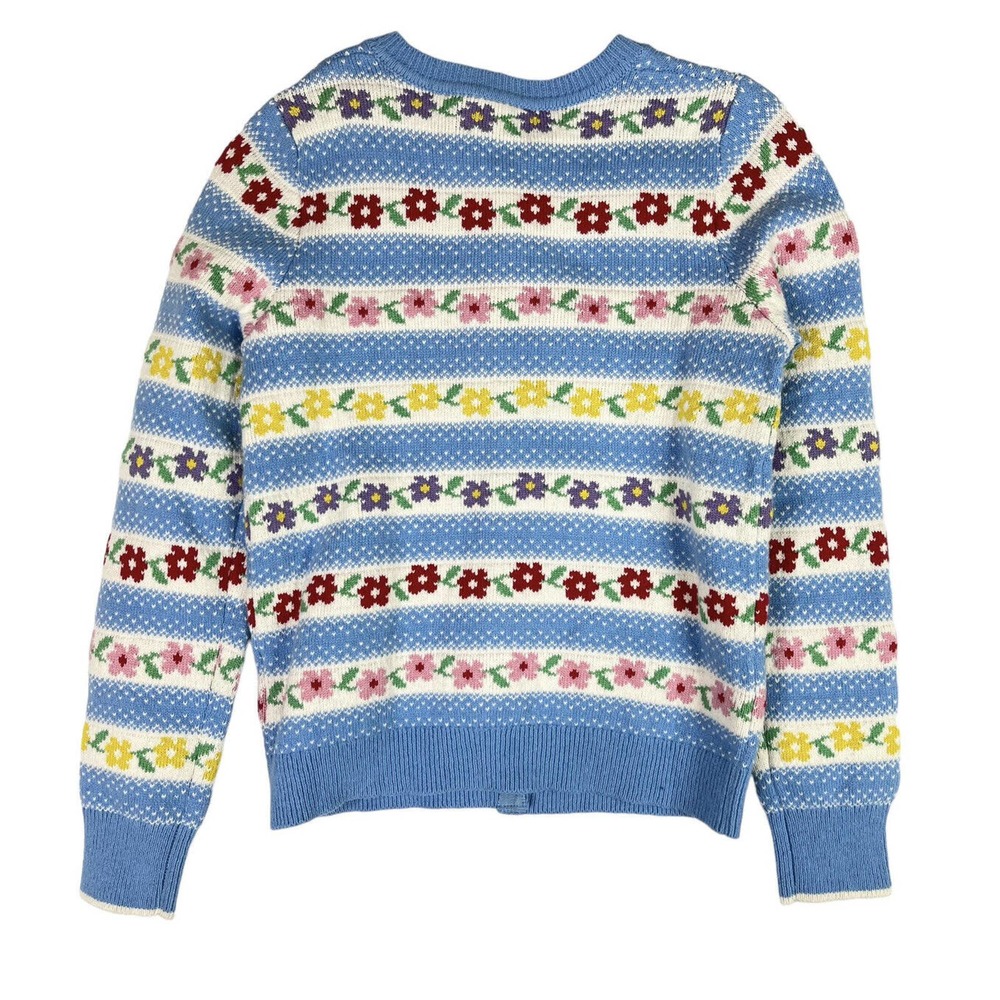 Mini Boden 11-12yo Blue Floral Fair Isle Cardigan NWT - Picture 3 of 6